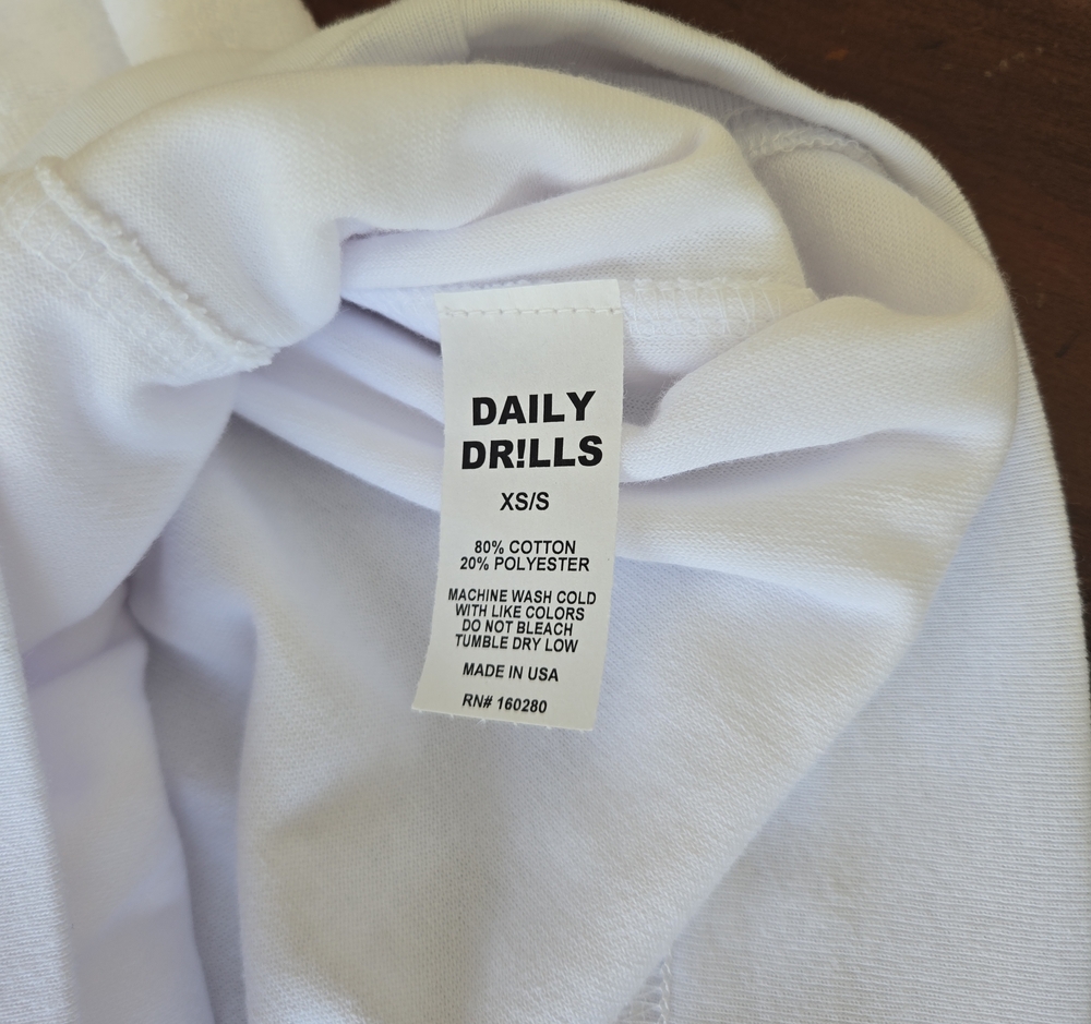 Daily Drills White Towel Terry Crewneck Sweatshirt And Short Set. - Picture 4 of 6